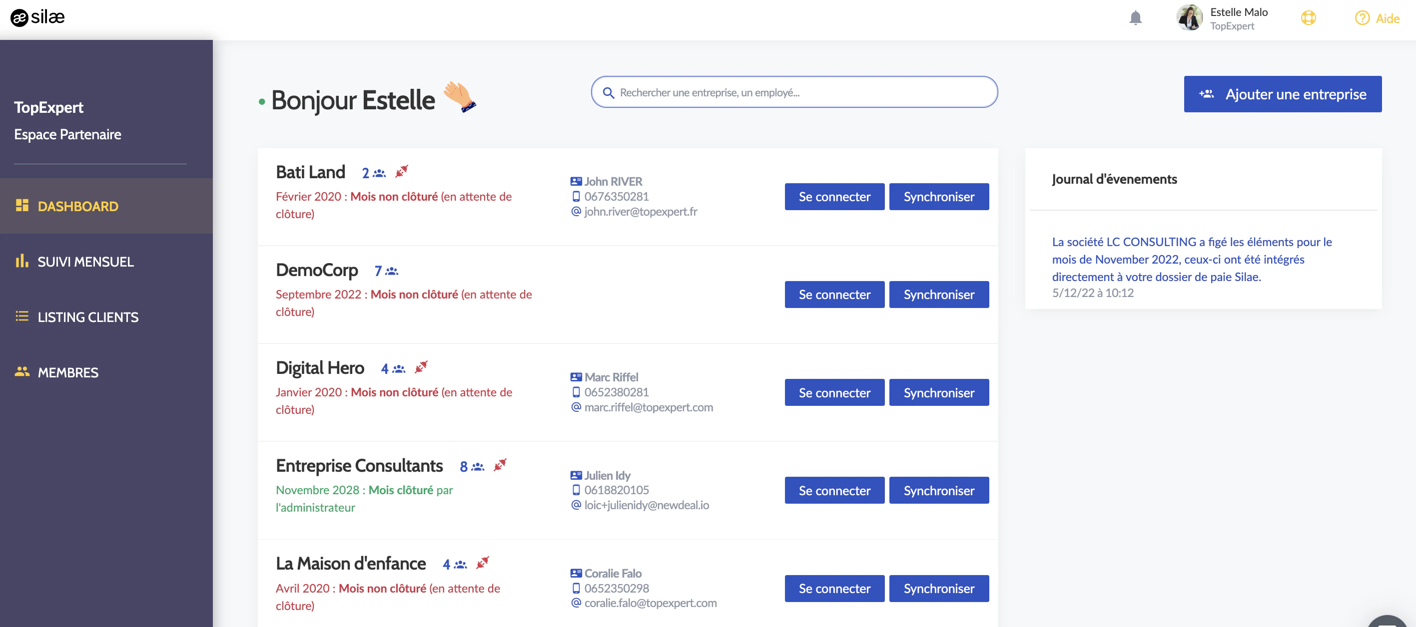 screenshot of My Silae